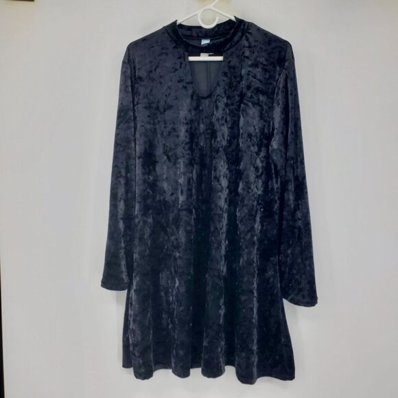 Vintage M Fasis Black Crushed Velvet Dark Academia Gothic Witchy Chic Dress XL - Picture 2 of 8